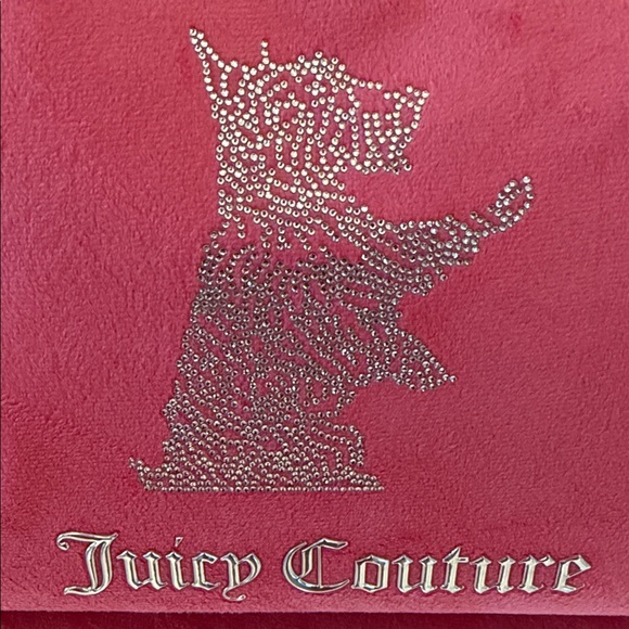 🆕 JUICY COUTURE Velour Makeup Bag Rhinestones Large Cosmetic Clutch NWOT Pink - Picture 6 of 11